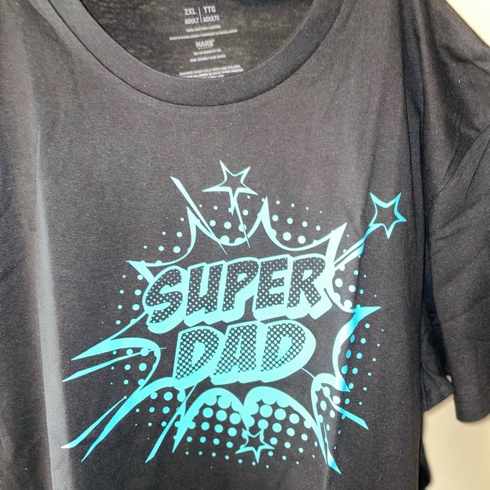 Custom printed “Super Dad” t-shirt